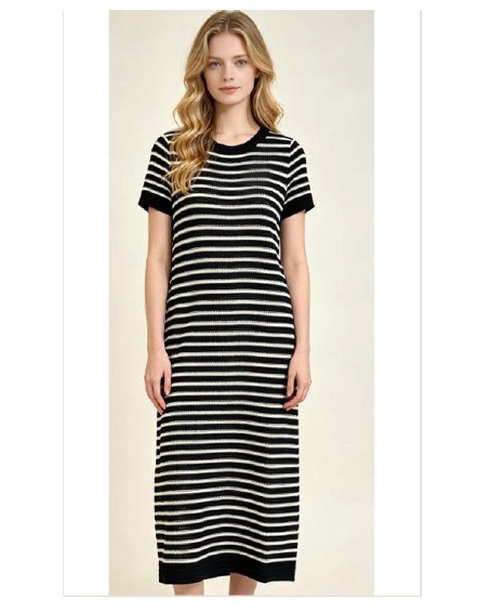 Rayon Stripe Maxi T-Shirt Dress product photo from Yinshan Fashion Dress Collection 2026