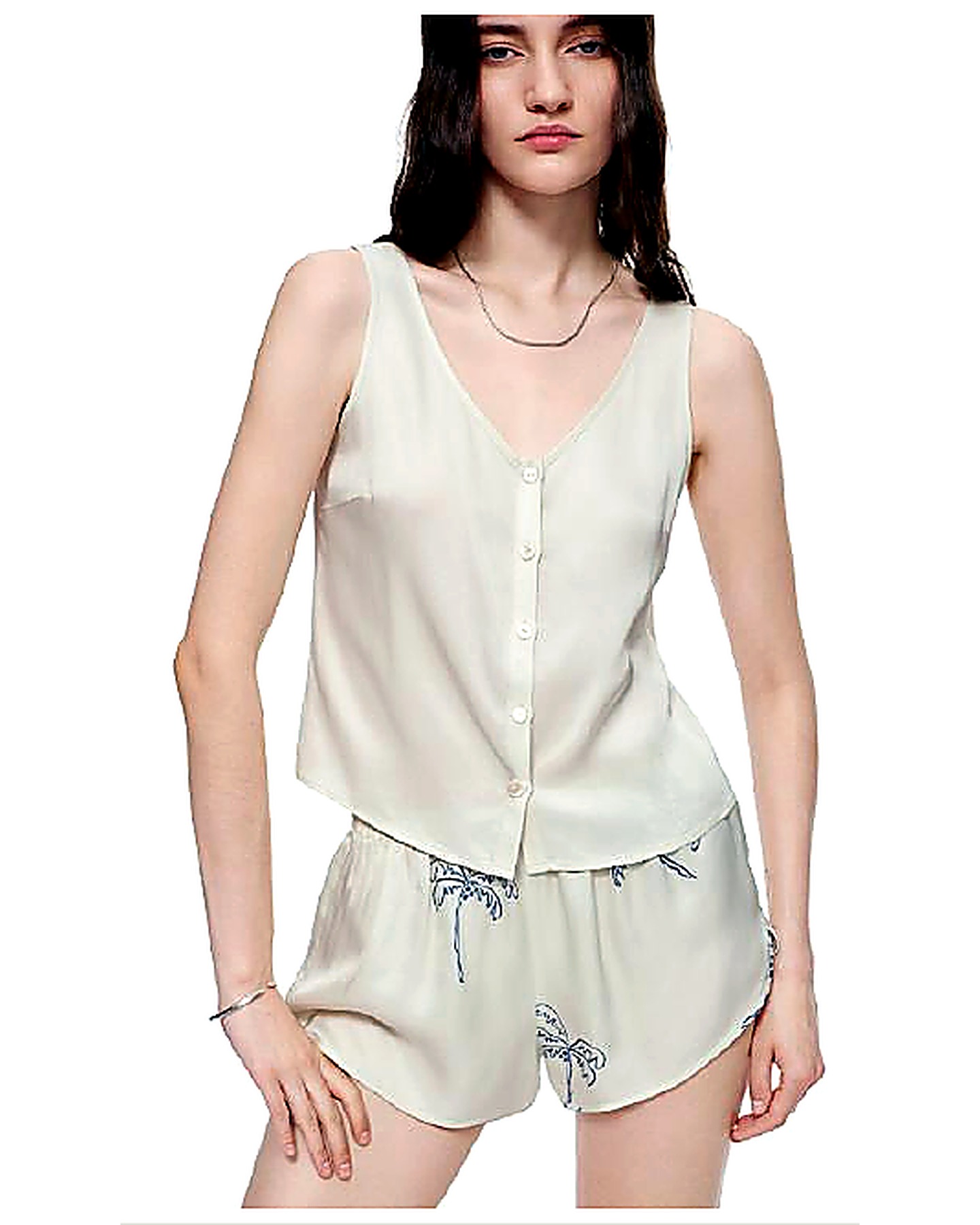 Sleeveless viscose lounge set sample for soft travel comfort collections