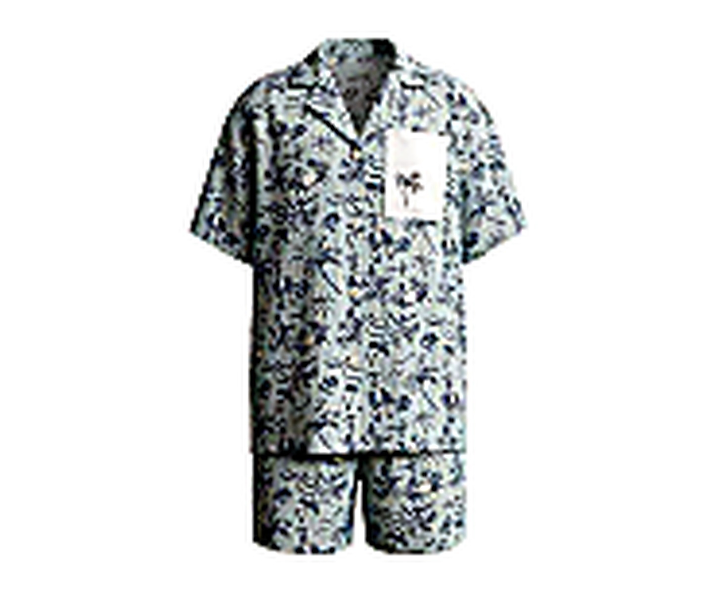 Blue Printed Short Pajama Set wearing and construction view 3