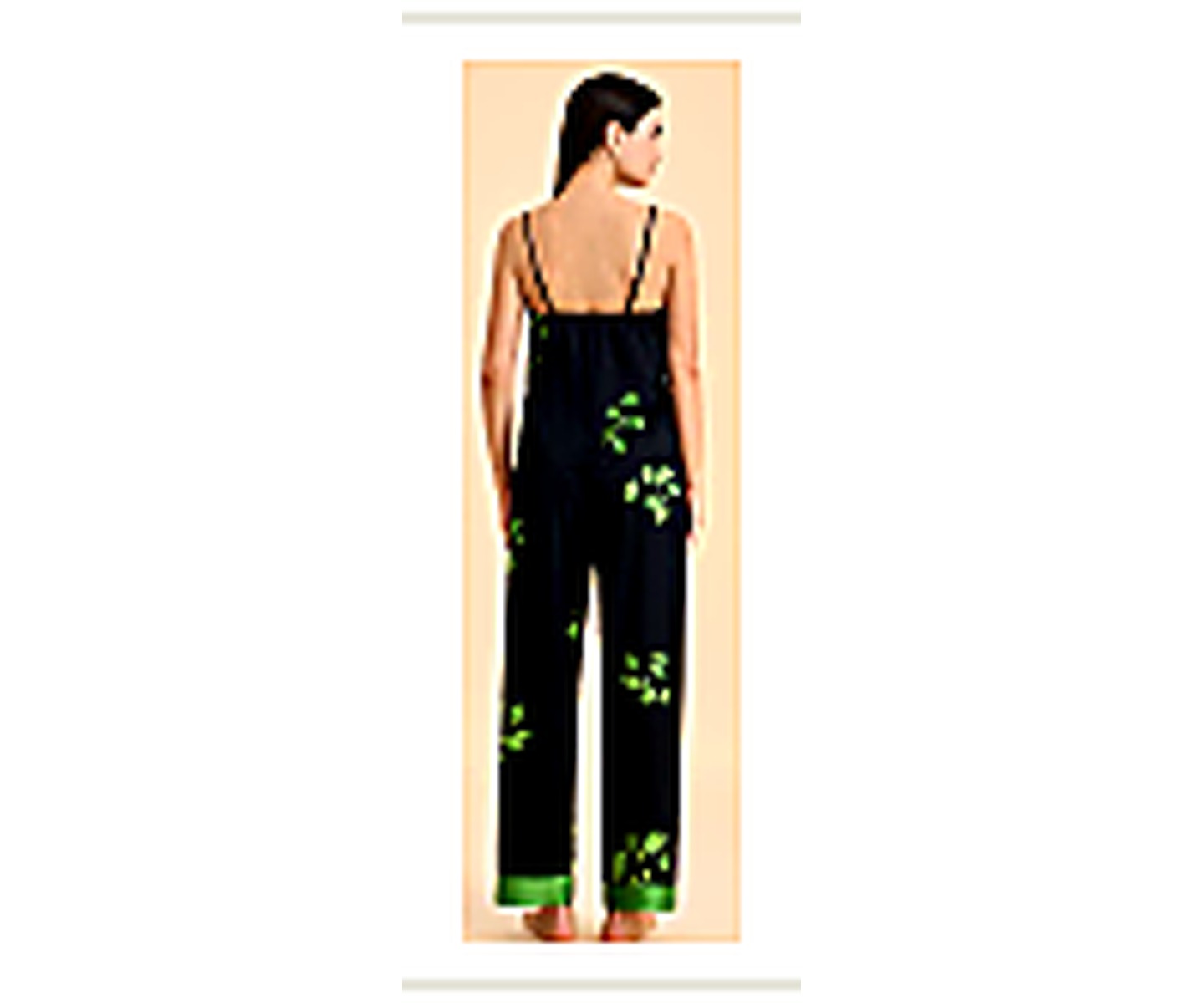 Botanical Lace Trim Pajama Set wearing and construction view 2