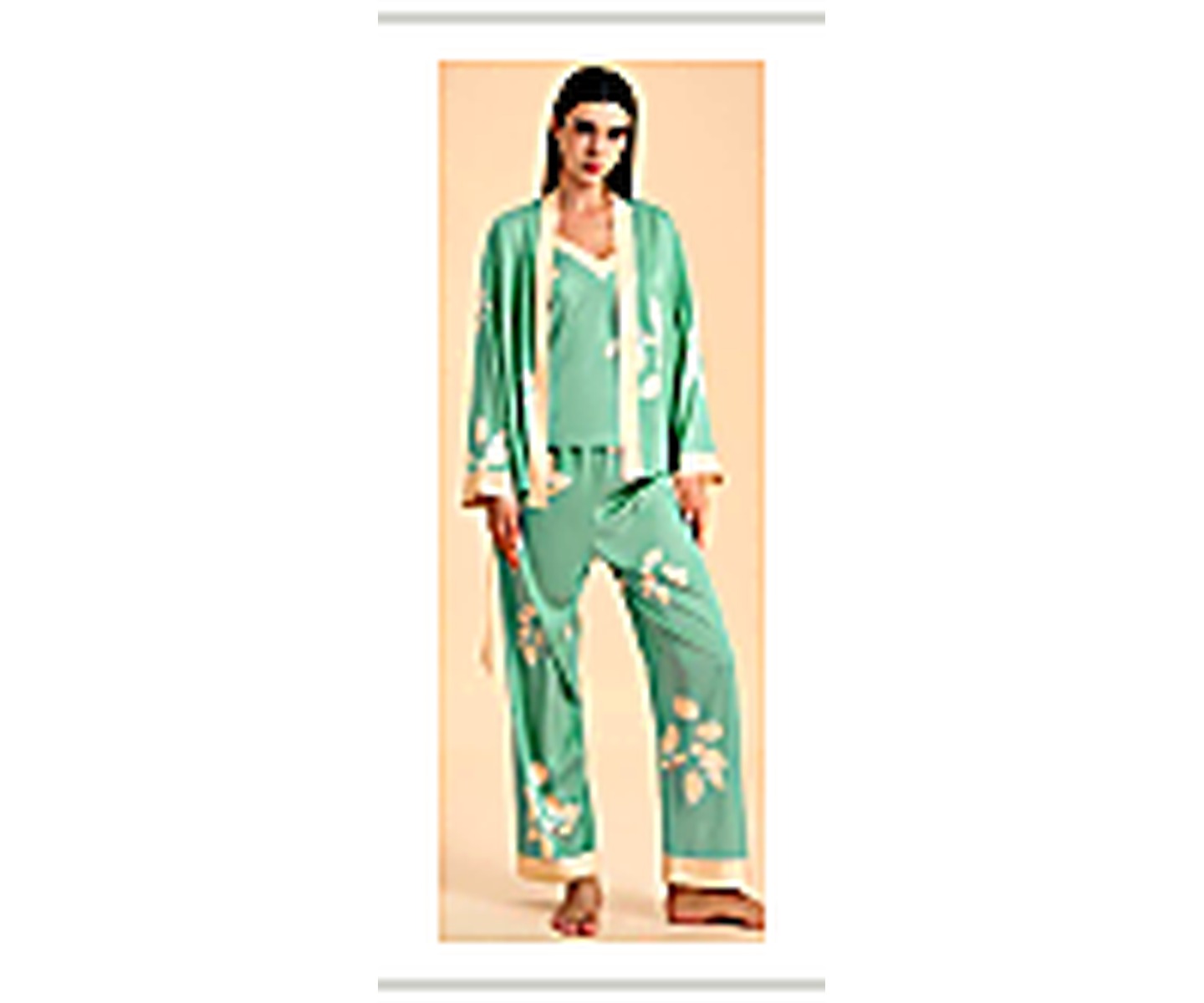 Pastel Floral Pajama Set wearing and construction view 3