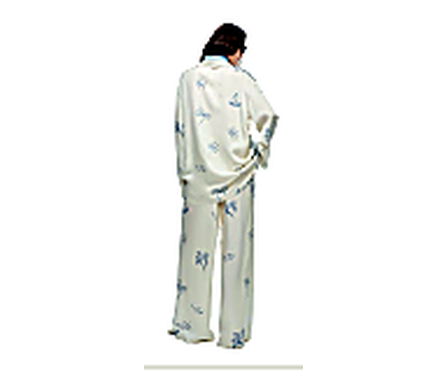 Printed Long Pajama Set wearing and construction view 2