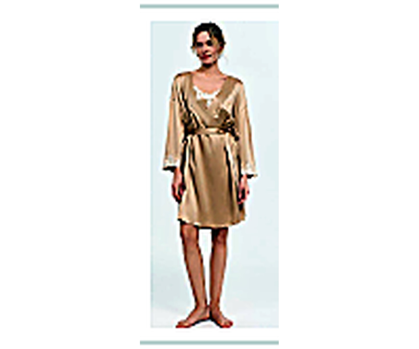 Silk Robe & Nightdress Set wearing and construction view 3