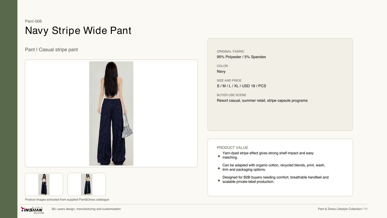Navy Stripe Wide Pant main development reference