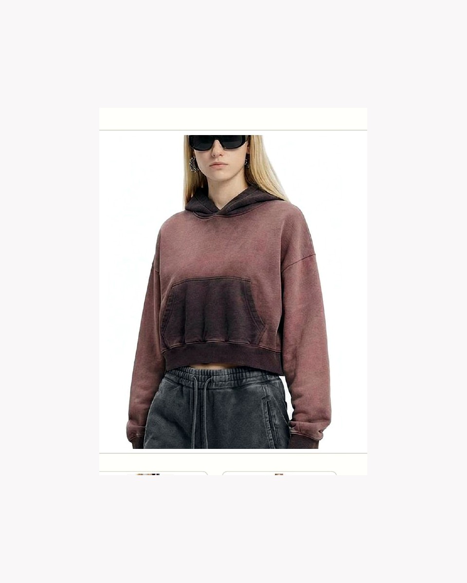 Washed Cropped Hoodie product reference for custom casual fashion manufacturing