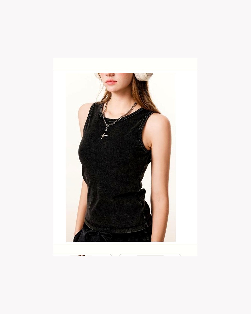 High Neck Rib Vest product reference for custom casual fashion manufacturing