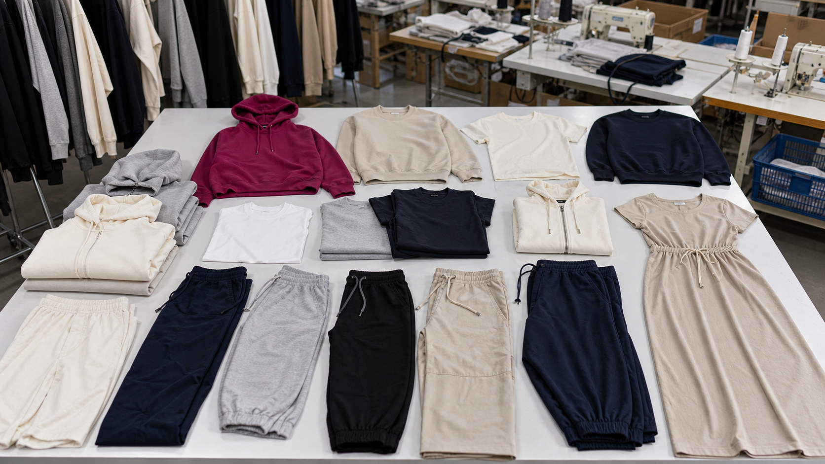 Fashion T-shirt samples prepared for casual apparel production