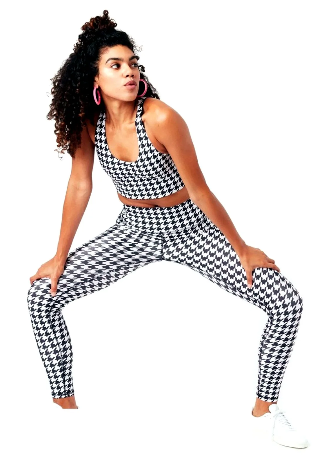 Houndstooth Statement Set product reference for Yinshan custom yoga and jogging activewear manufacturing