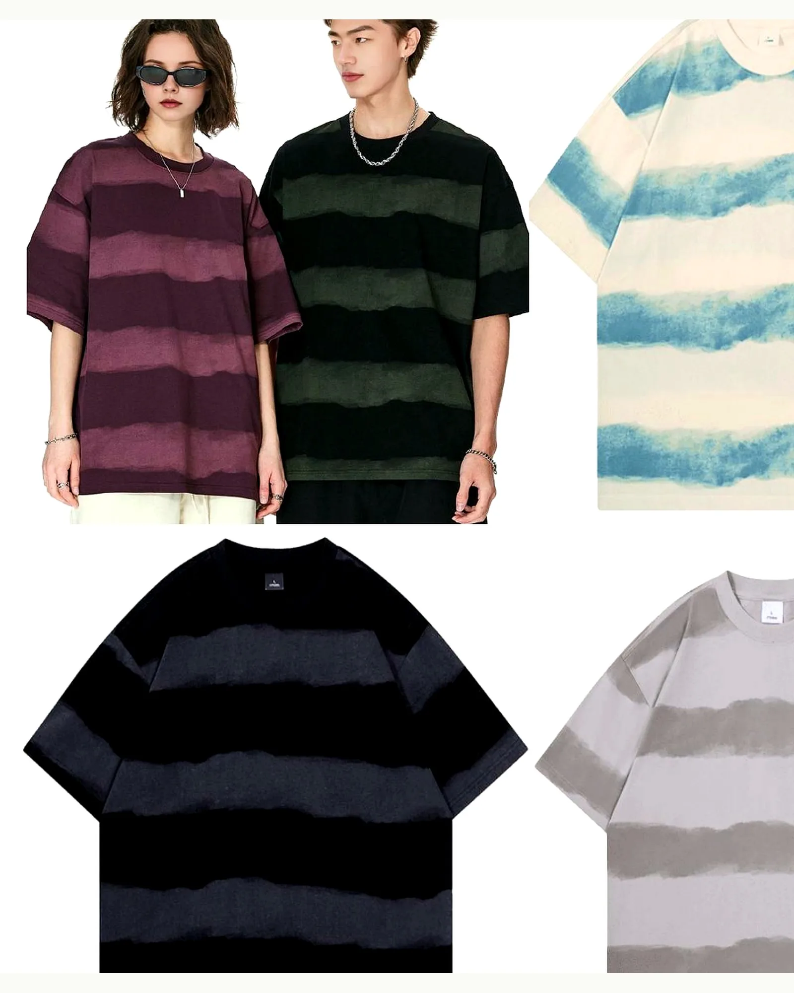 Spray stripe heavy tee sample for graphic streetwear development