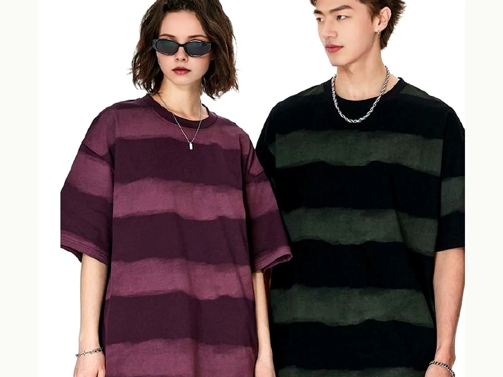 Spray Stripe Heavy Tee wearing and construction view 1