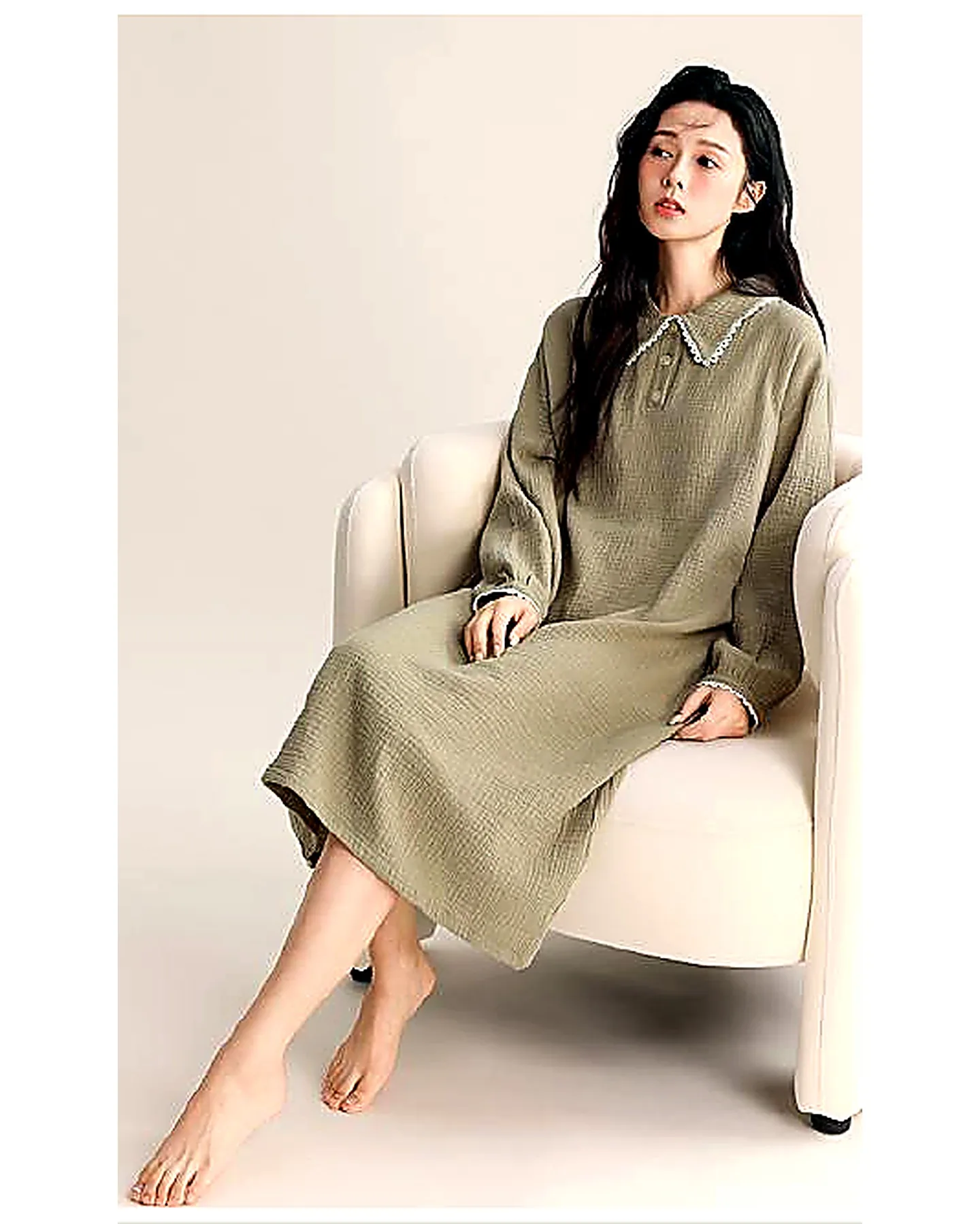 Contrast Collar Lounge Dress pajamas and loungewear B2B development reference image