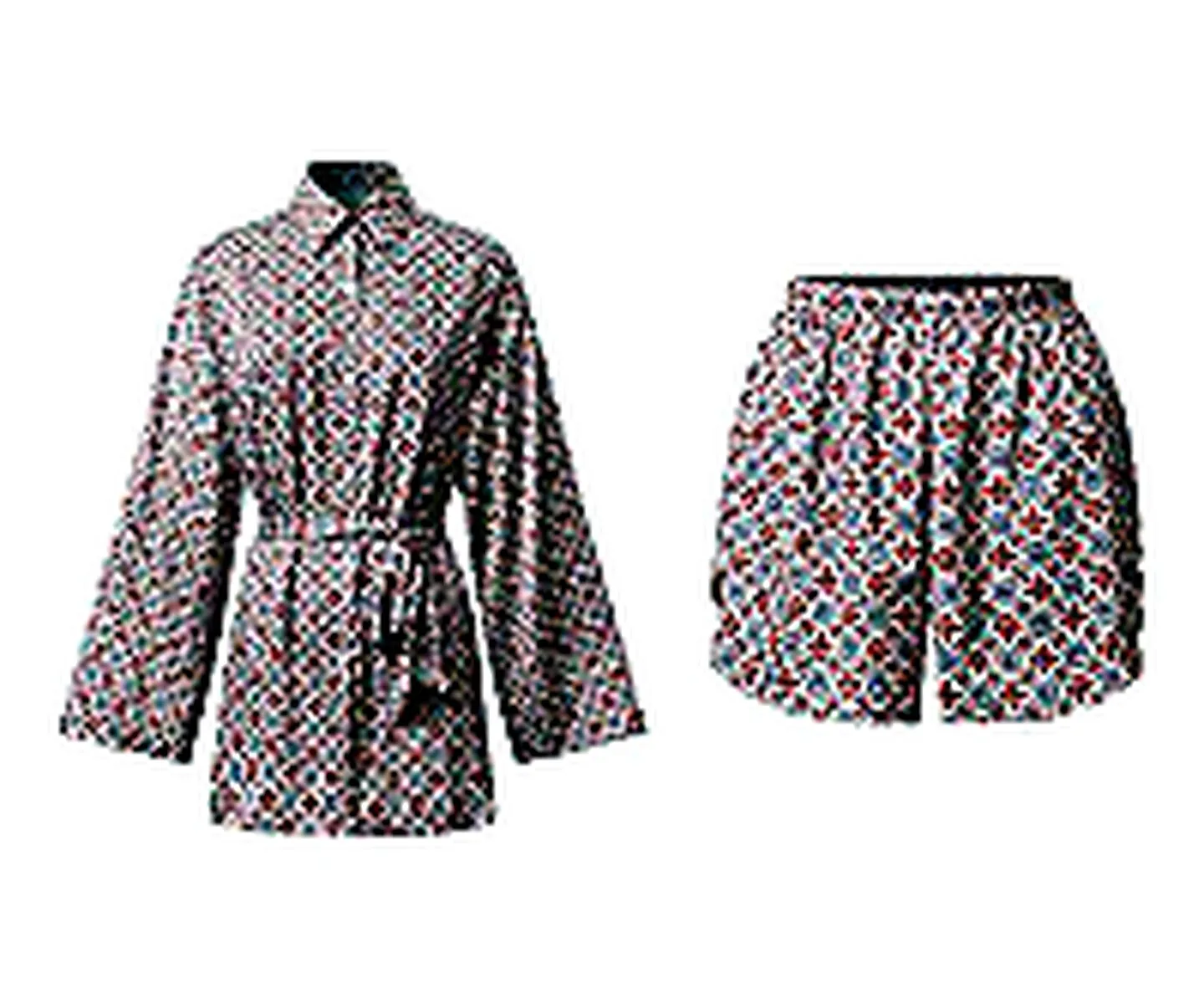 Textured Short Robe Set wearing and construction view 3