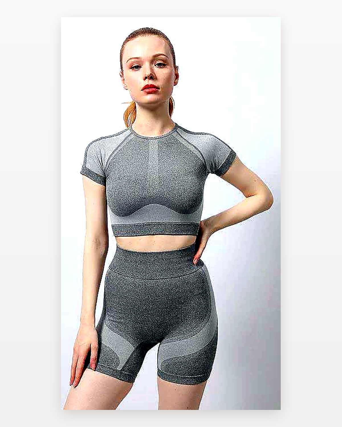 Textured Crop Short Set seamless activewear product reference for Yinshan B2B development