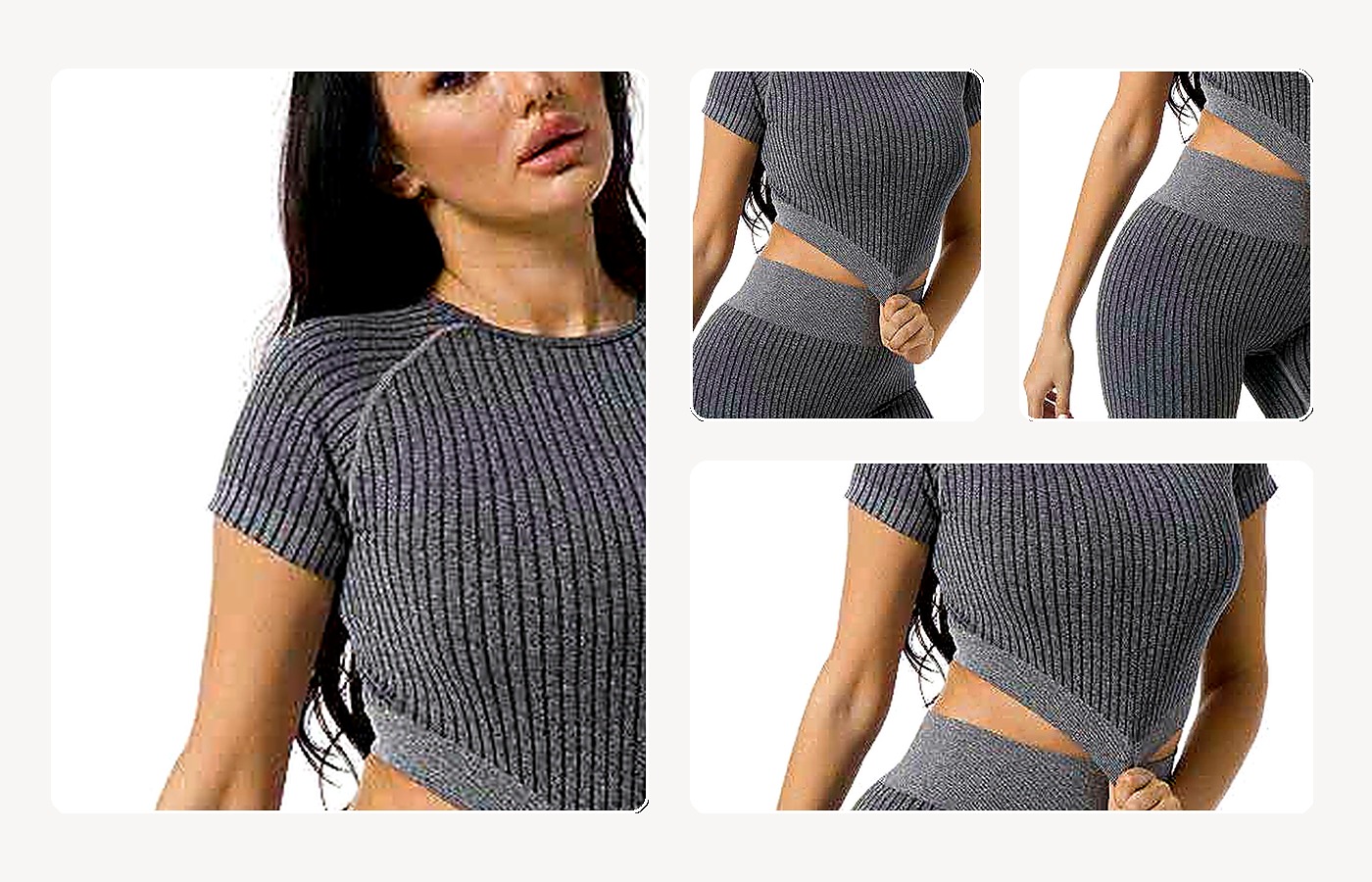 Short Sleeve Crop Short Set wearing and construction view 1