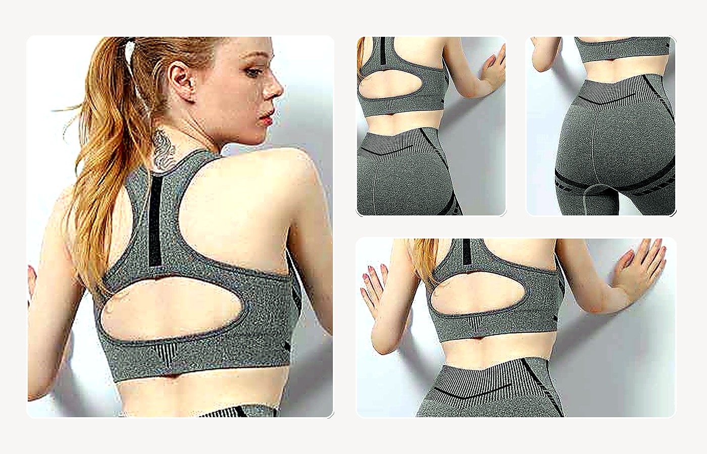 Cutout Detail Seamless Set wearing and construction view 1