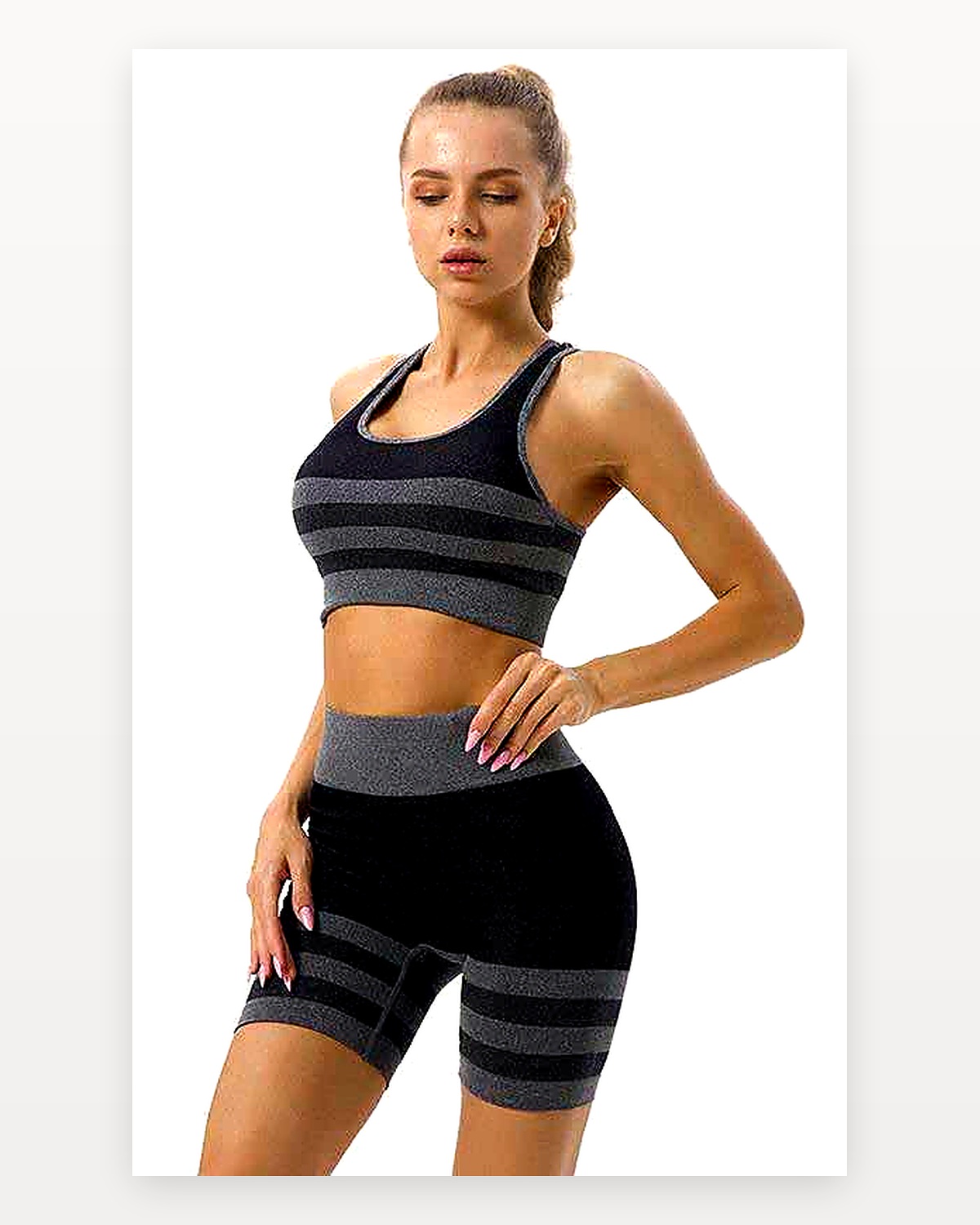 Contrast Trim Bra Short Set seamless activewear product reference for Yinshan B2B development