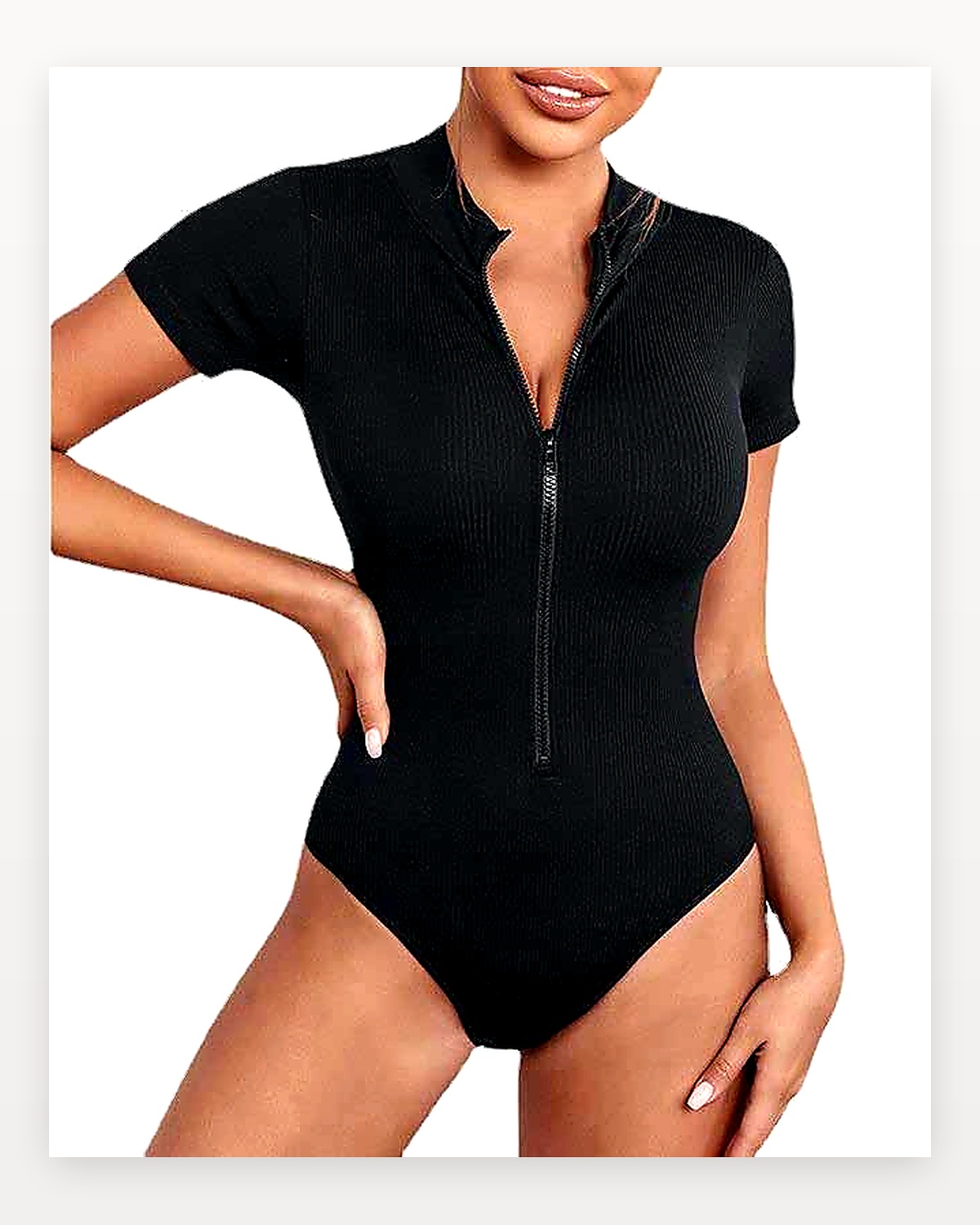 Zip Front Seamless Bodysuit seamless activewear product reference for Yinshan B2B development
