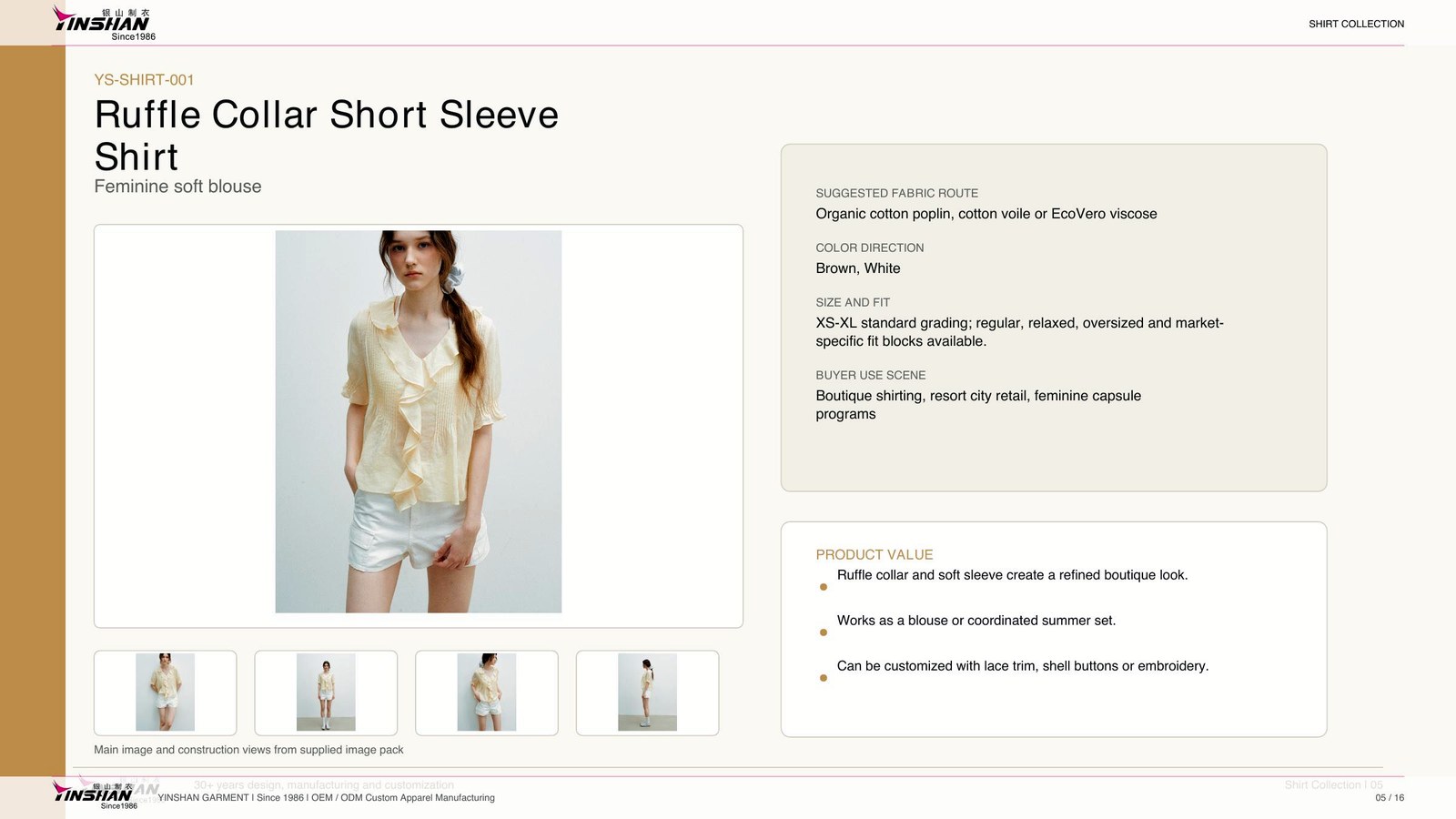 Ruffle Collar Short Sleeve Shirt main development reference