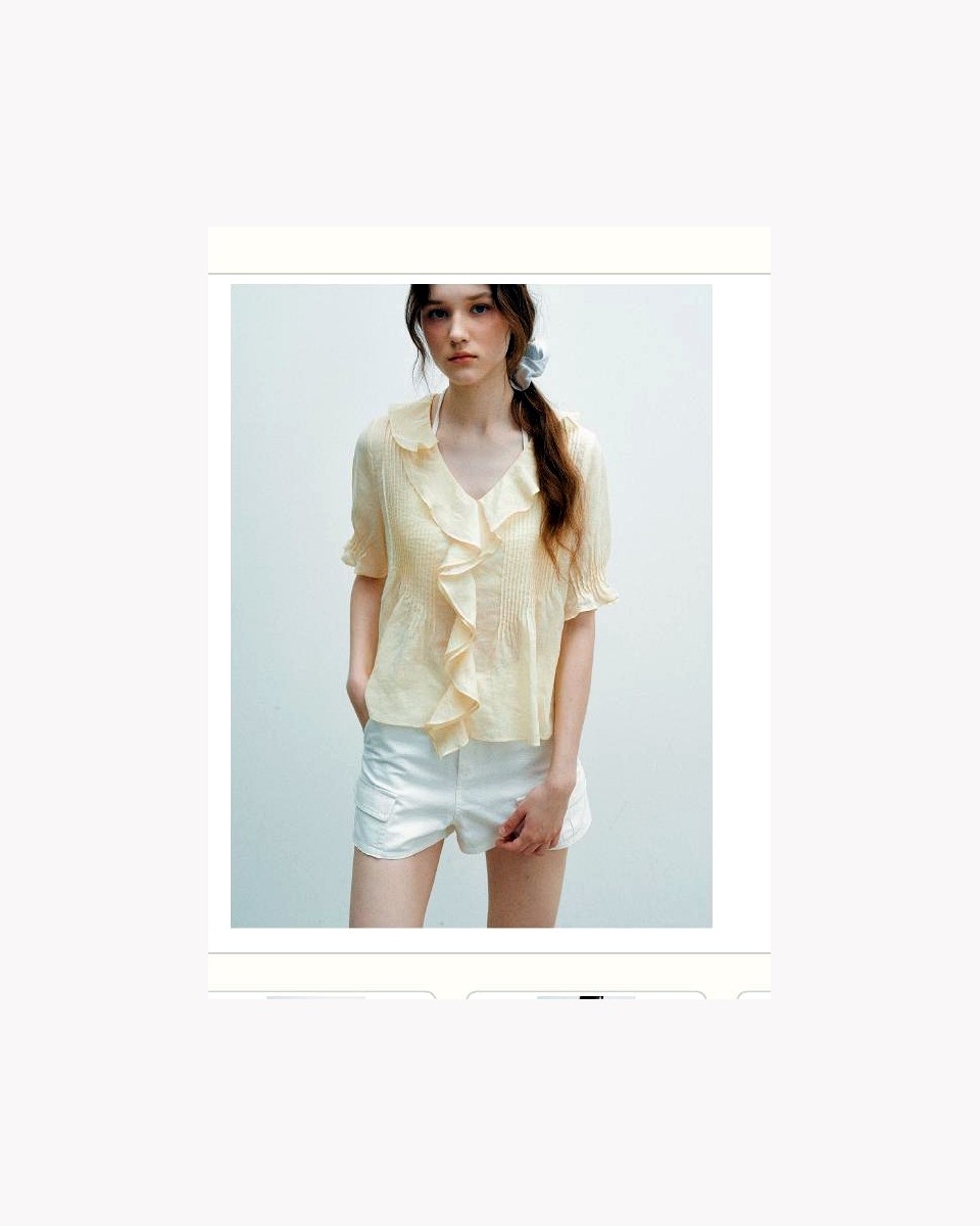 Ruffle Collar Short Sleeve Shirt product reference for custom casual fashion manufacturing