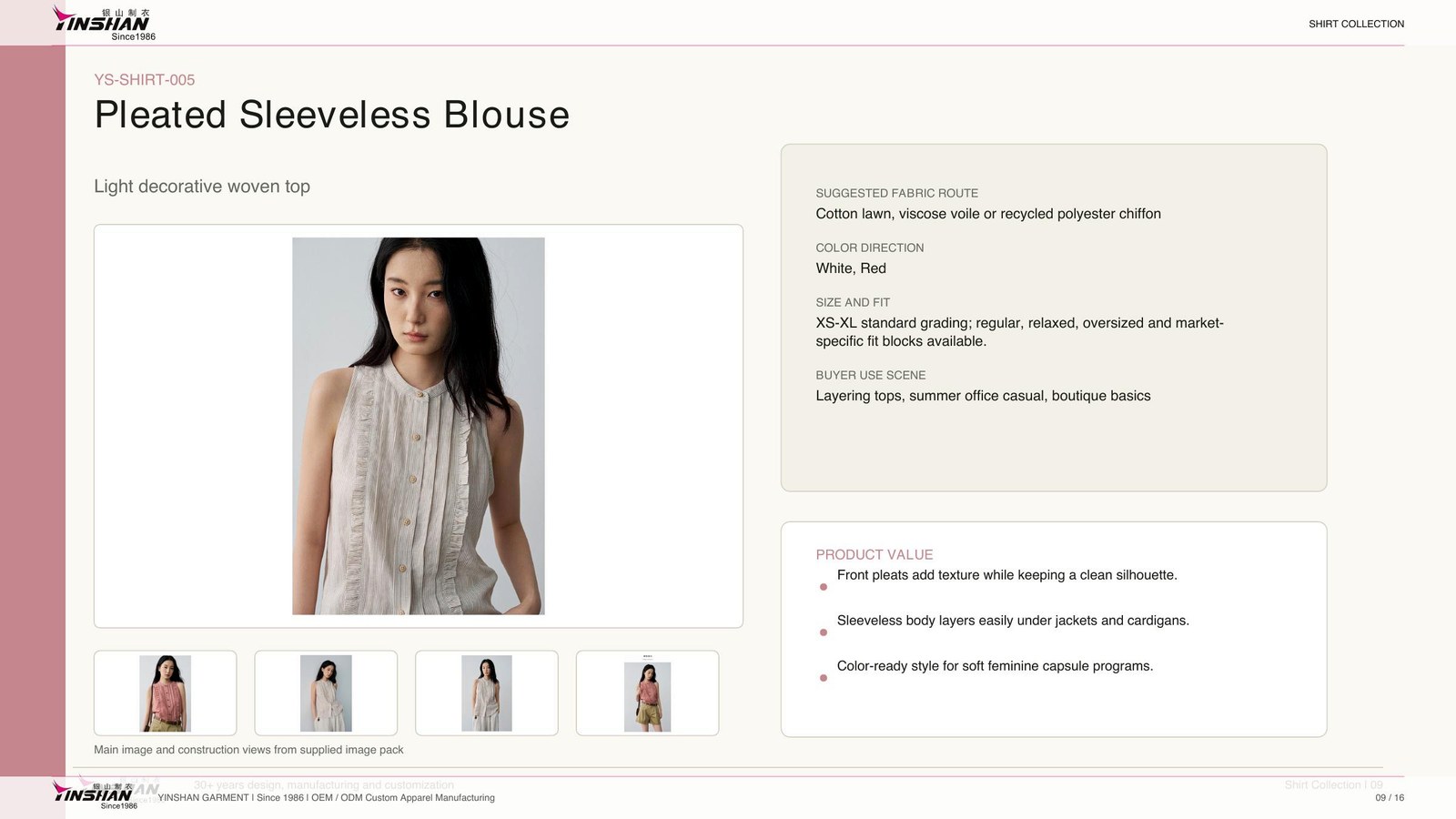 Pleated Sleeveless Blouse main development reference