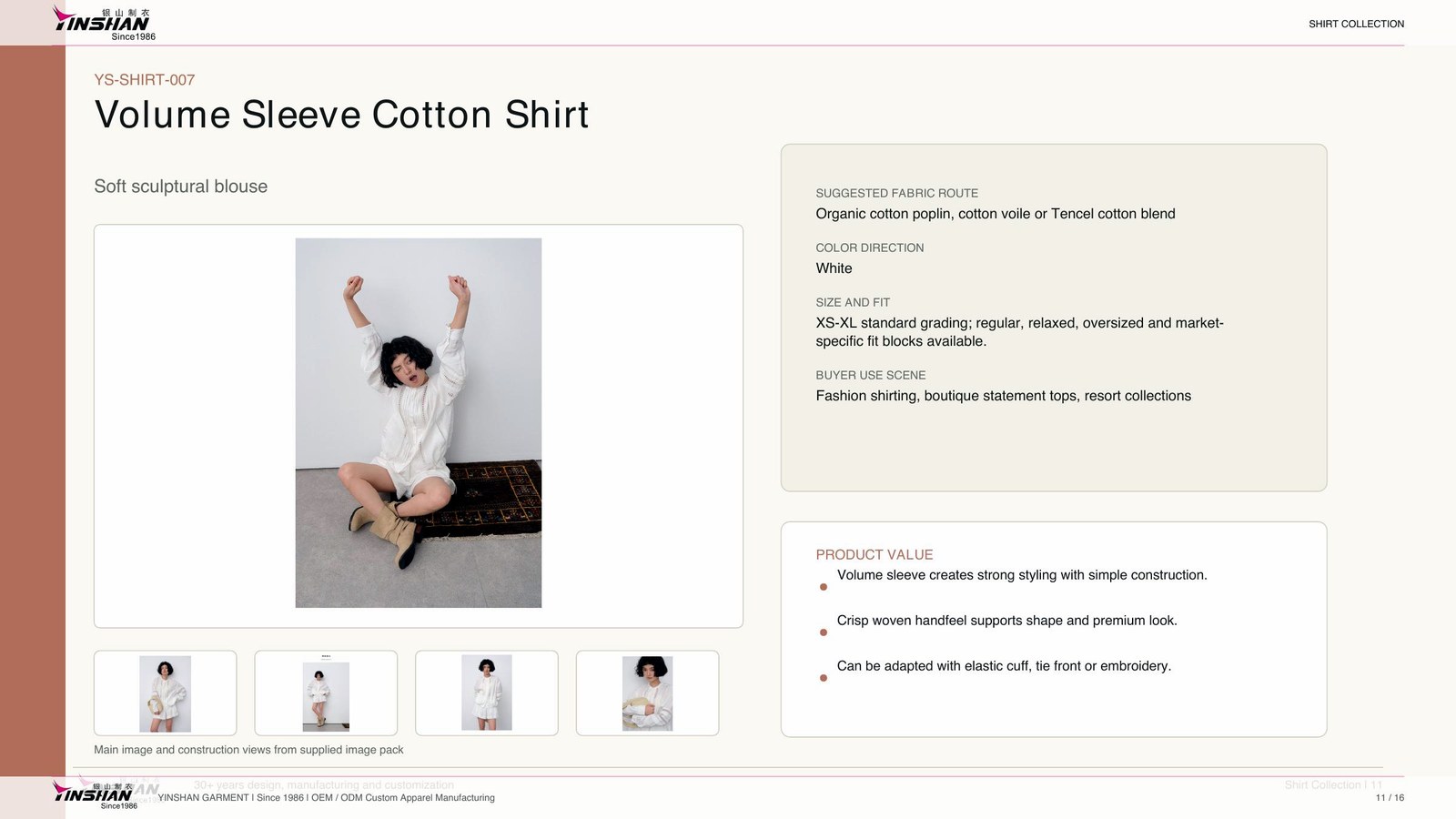 Volume Sleeve Cotton Shirt main development reference