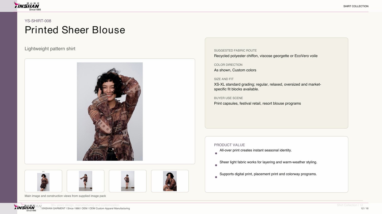 Printed Sheer Blouse main development reference