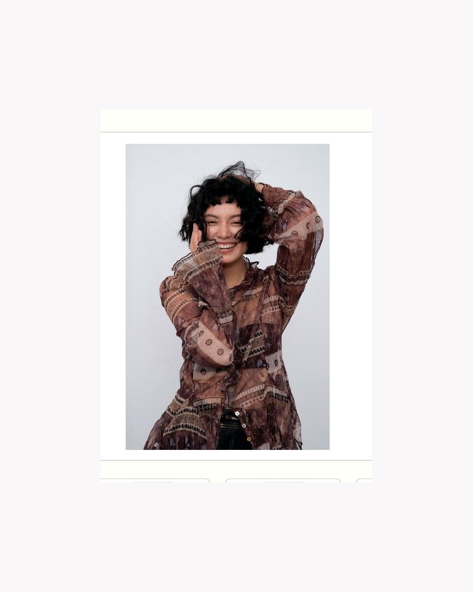 Printed Sheer Blouse product reference for custom casual fashion manufacturing
