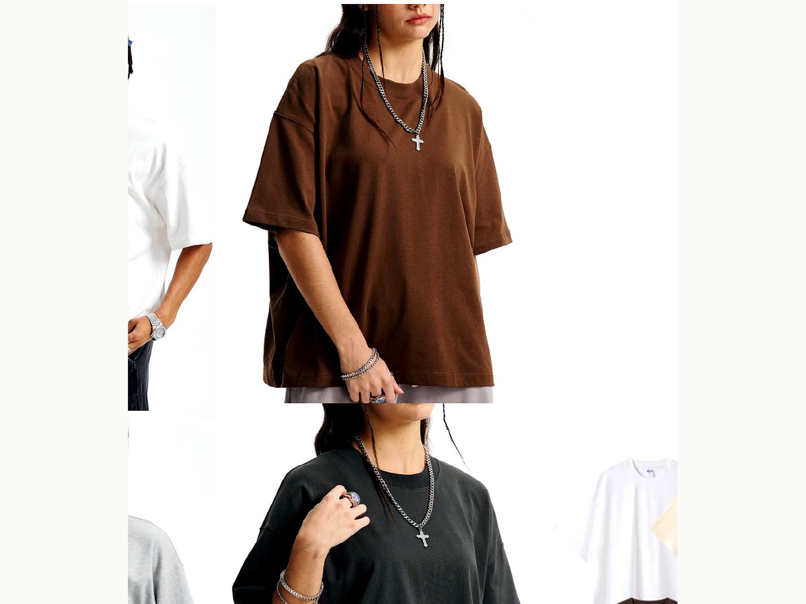 Washed Drop-Shoulder Tee wearing and construction view 1