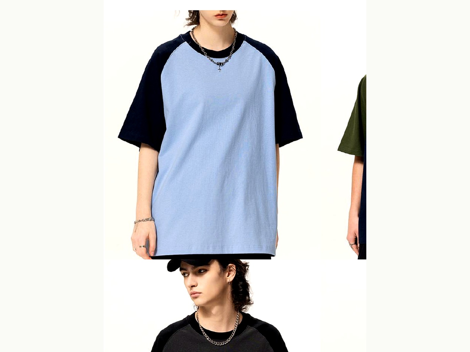 Retro Raglan Color-Block Tee wearing and construction view 1