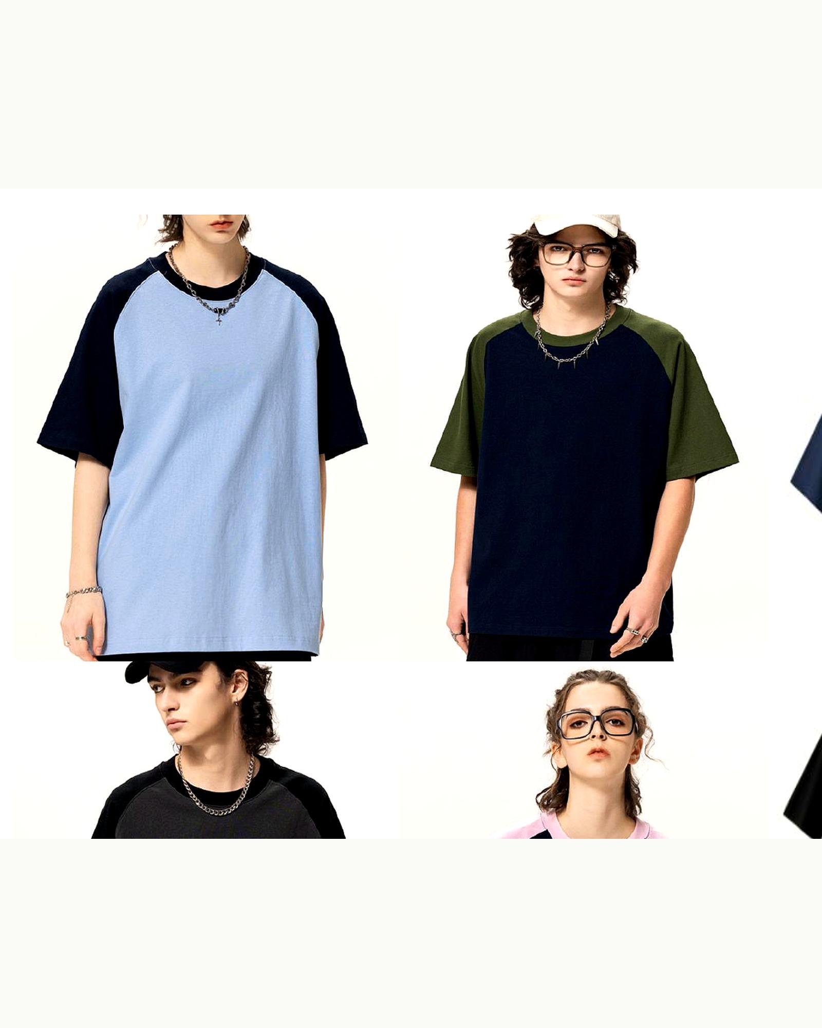 Retro Raglan Color-Block Tee ST-T03 heavy streetwear OEM ODM product reference image