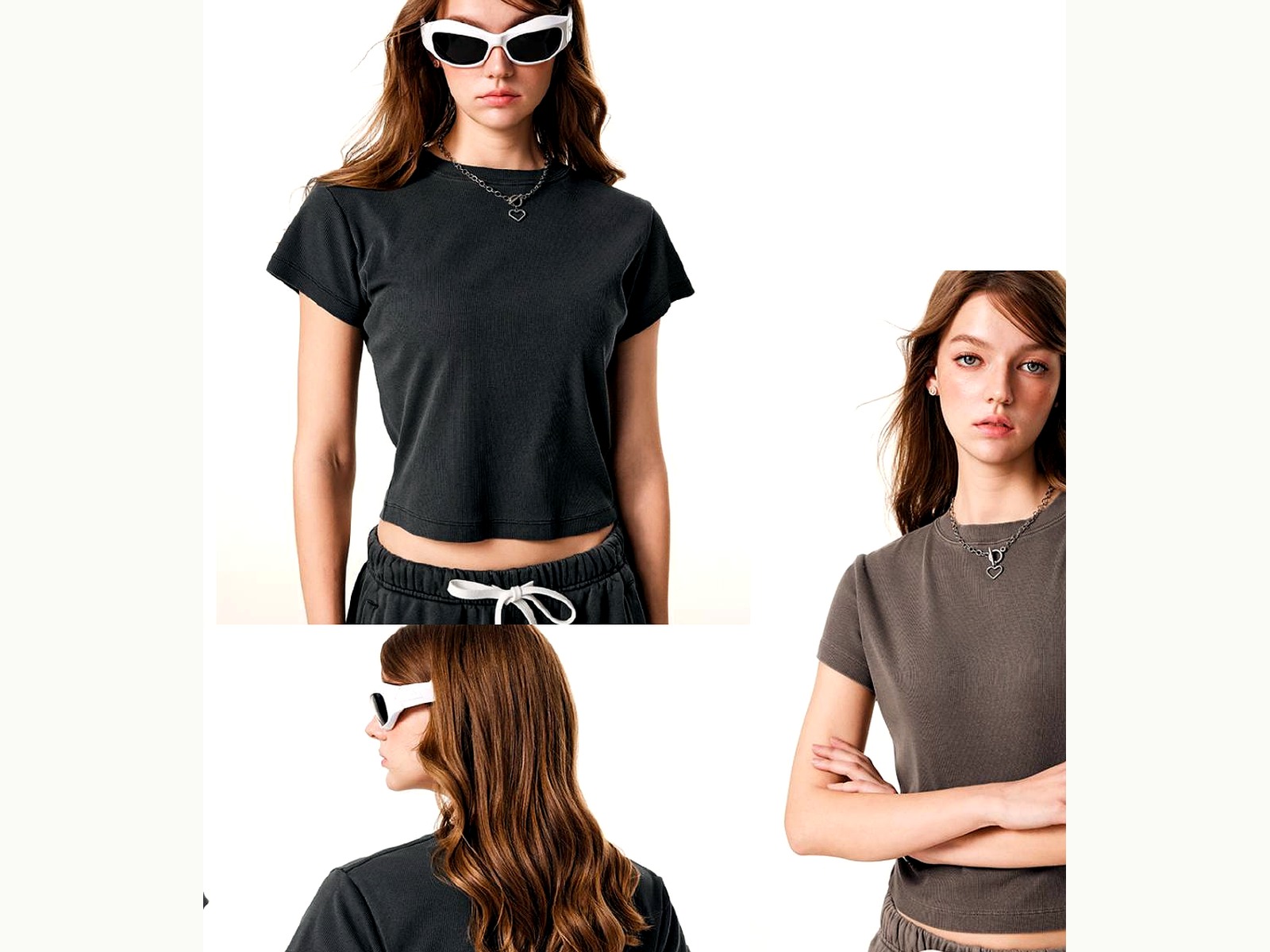Stretch Baby Tee wearing and construction view 1