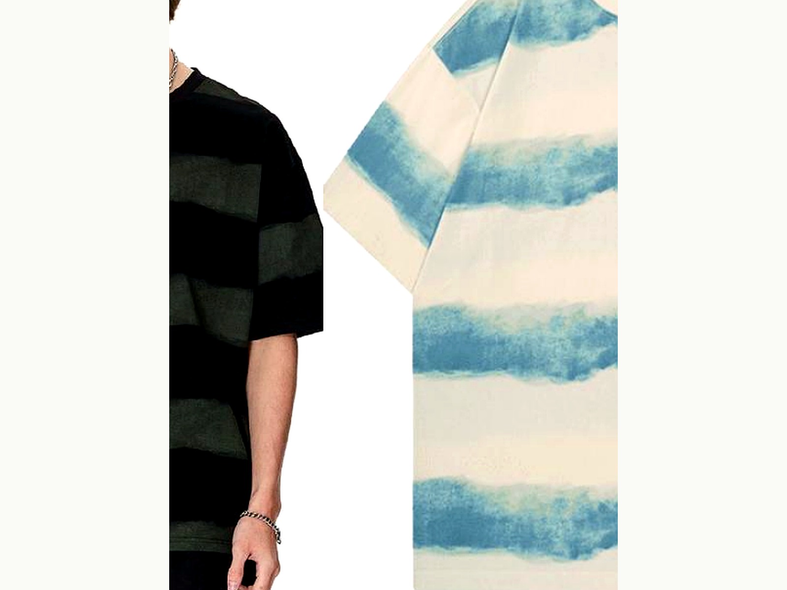 Spray Stripe Heavy Tee wearing and construction view 2