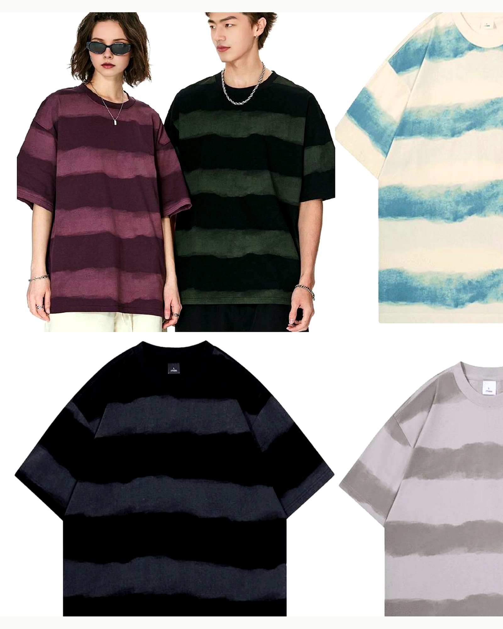 Spray stripe heavy tee sample for graphic streetwear development