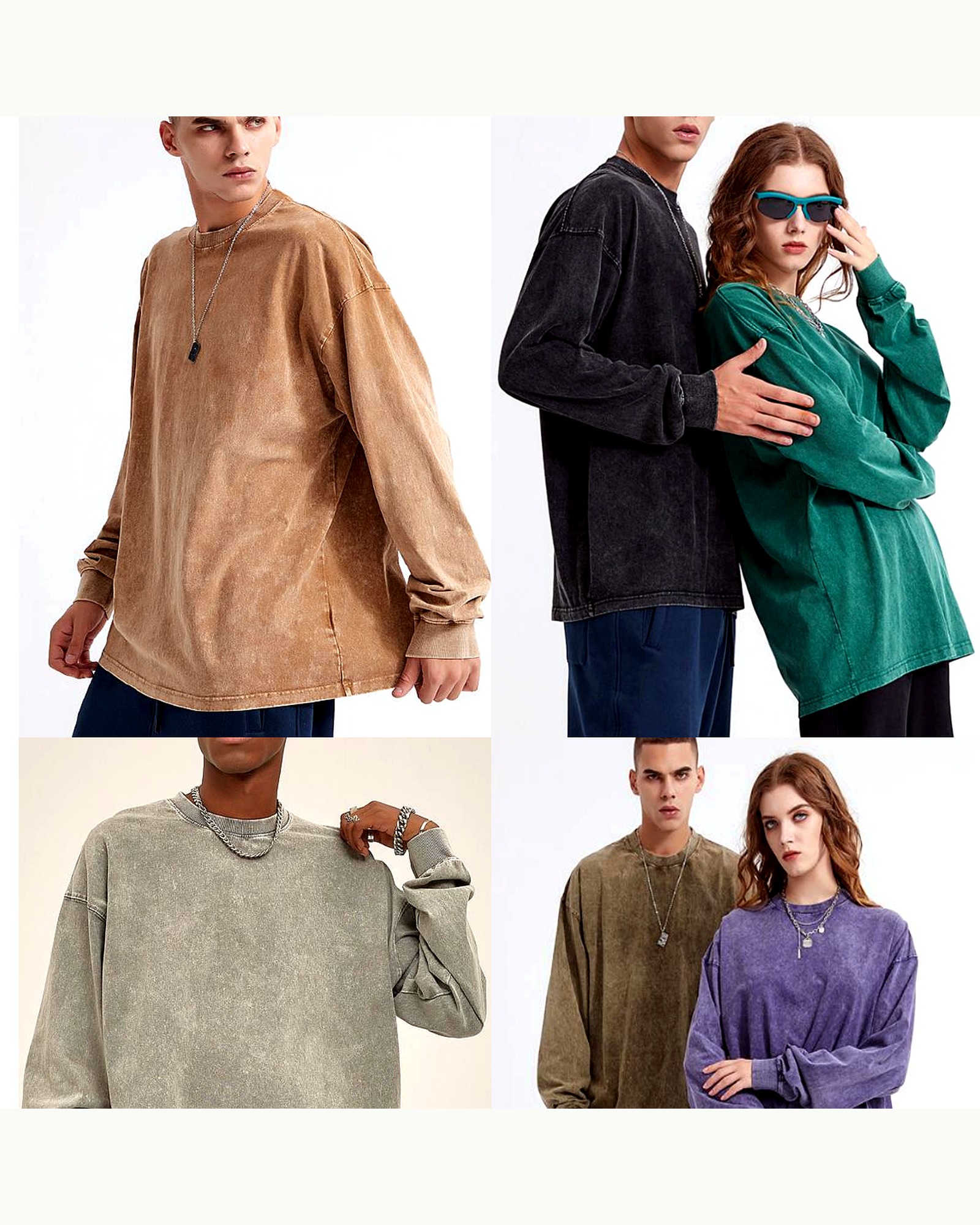 Mineral-Wash Long Sleeve Pullover ST-P02 heavy streetwear OEM ODM product reference image