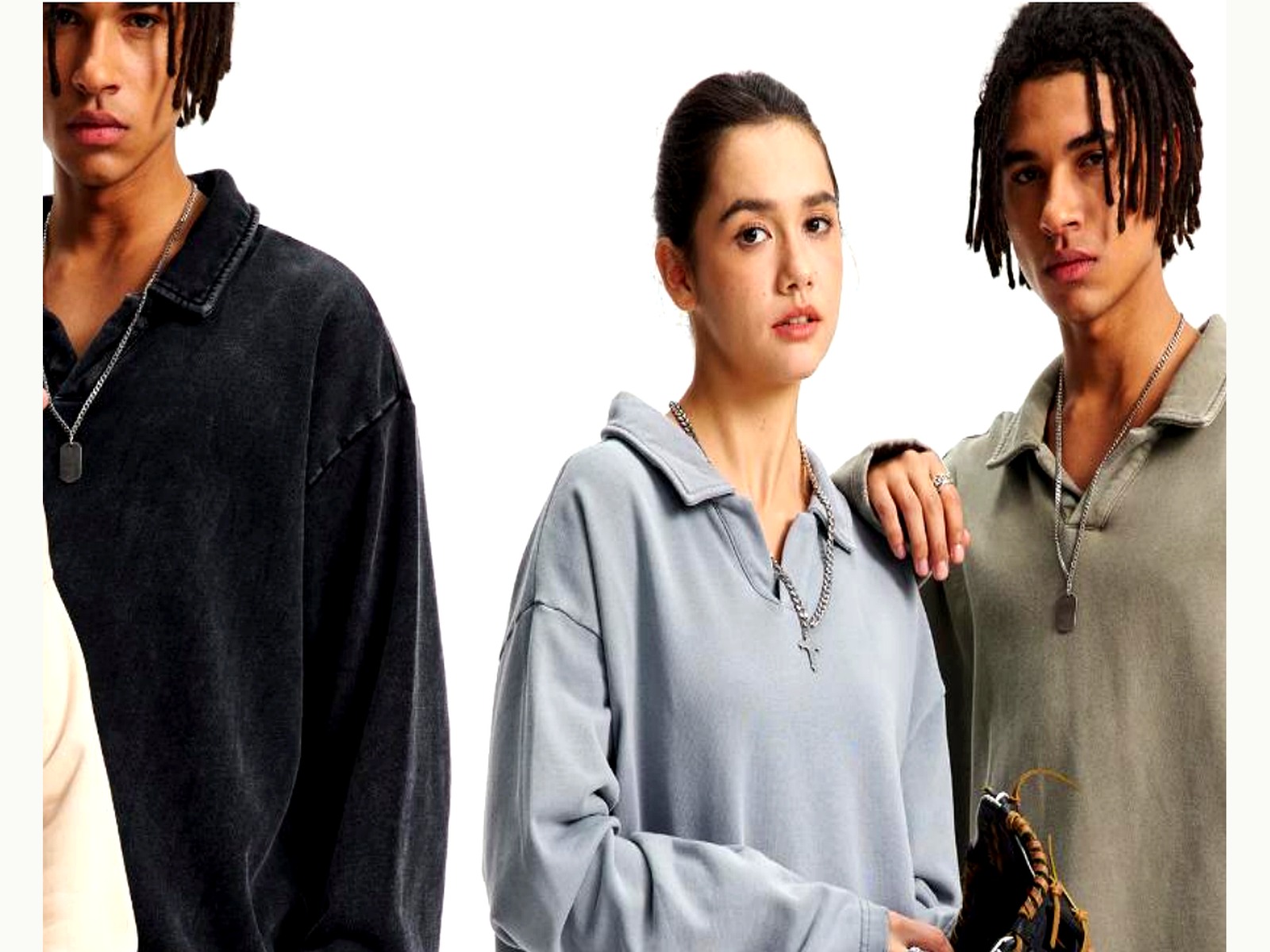 Heavyweight Quarter-Zip Pullover wearing and construction view 1