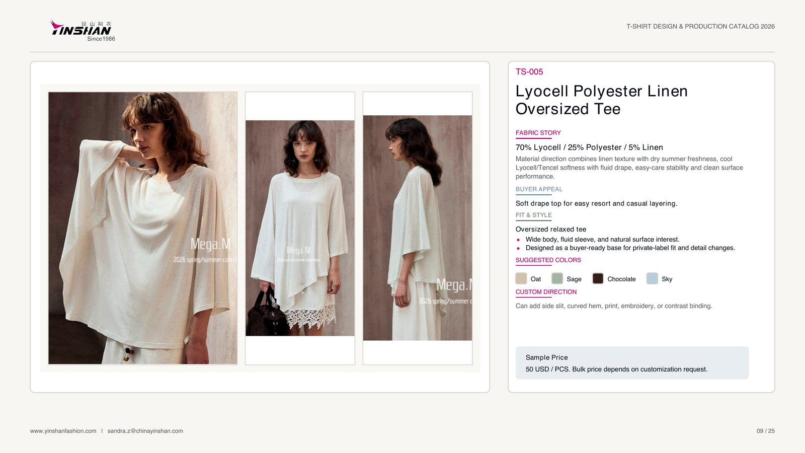Lyocell Polyester Linen Oversized Tee main development reference