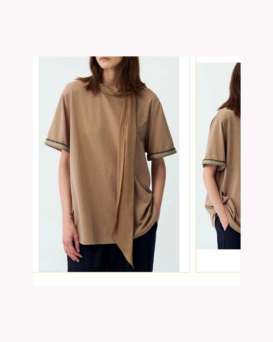 Cotton Stretch Contrast Trim Tee product reference for custom casual fashion manufacturing