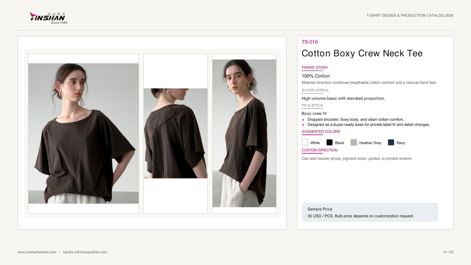 Cotton Boxy Crew Neck Tee main development reference