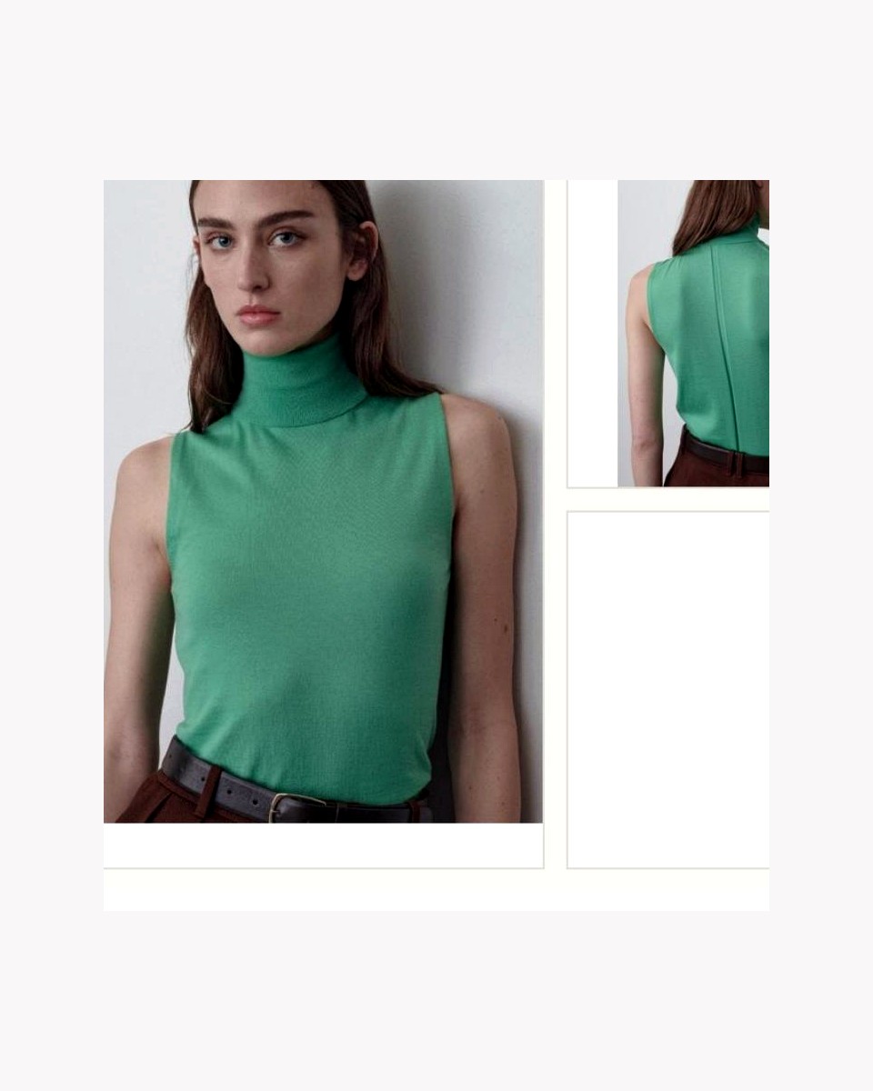 Cotton Wool Sleeveless Mock Neck Top product reference for custom casual fashion manufacturing