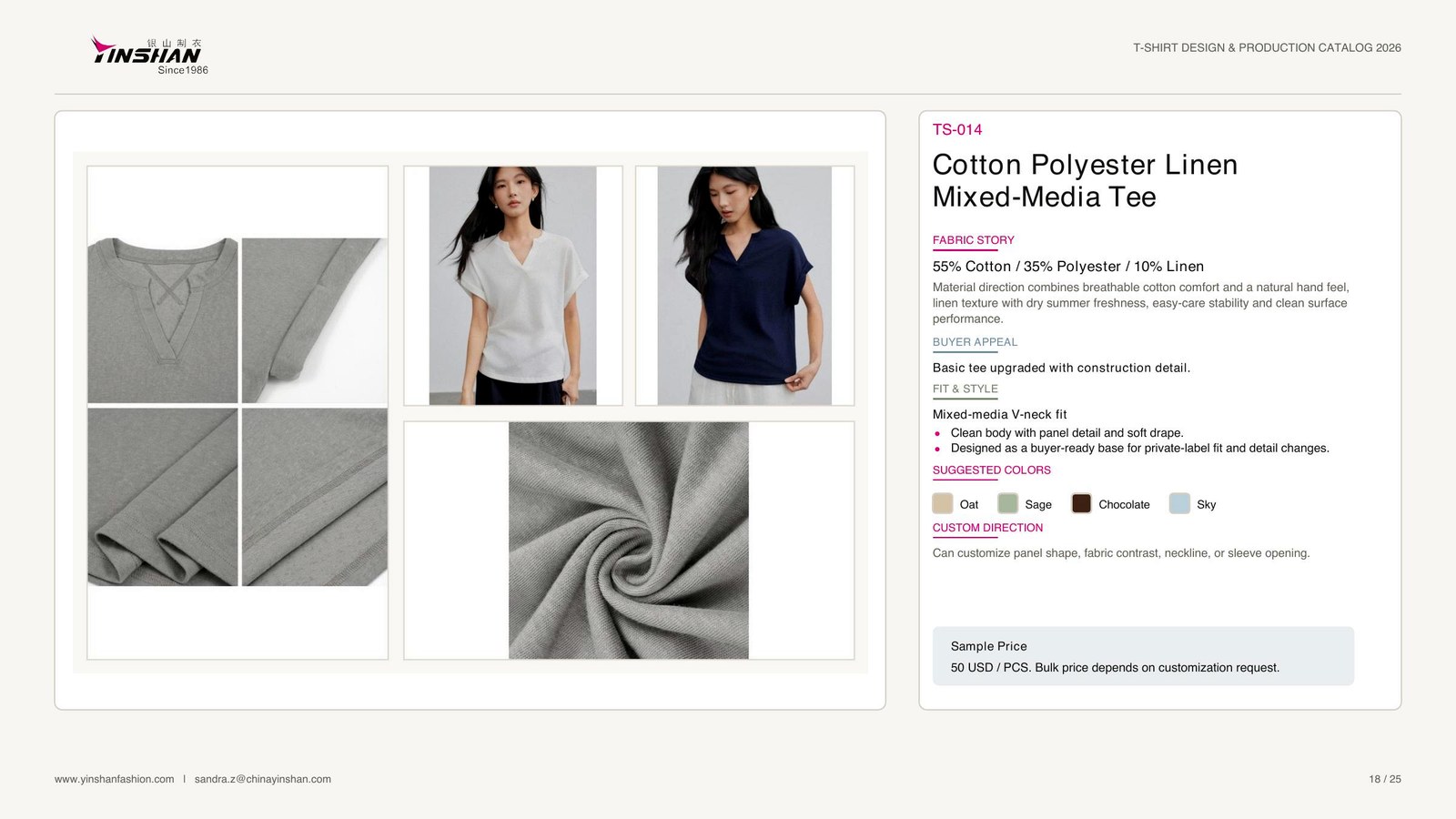 Cotton Polyester Linen Mixed-Media Tee main development reference