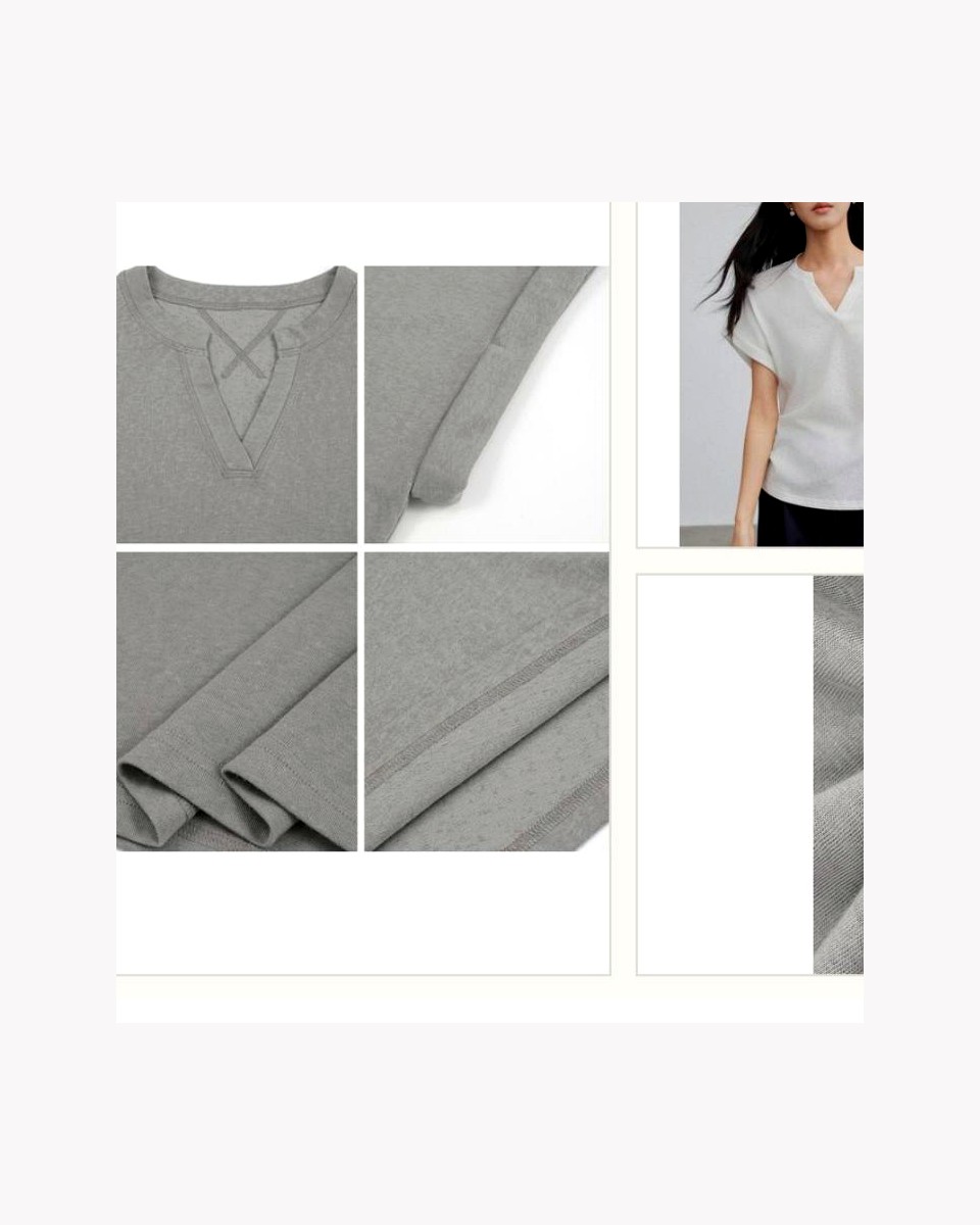 Cotton Polyester Linen Mixed-Media Tee product reference for custom casual fashion manufacturing