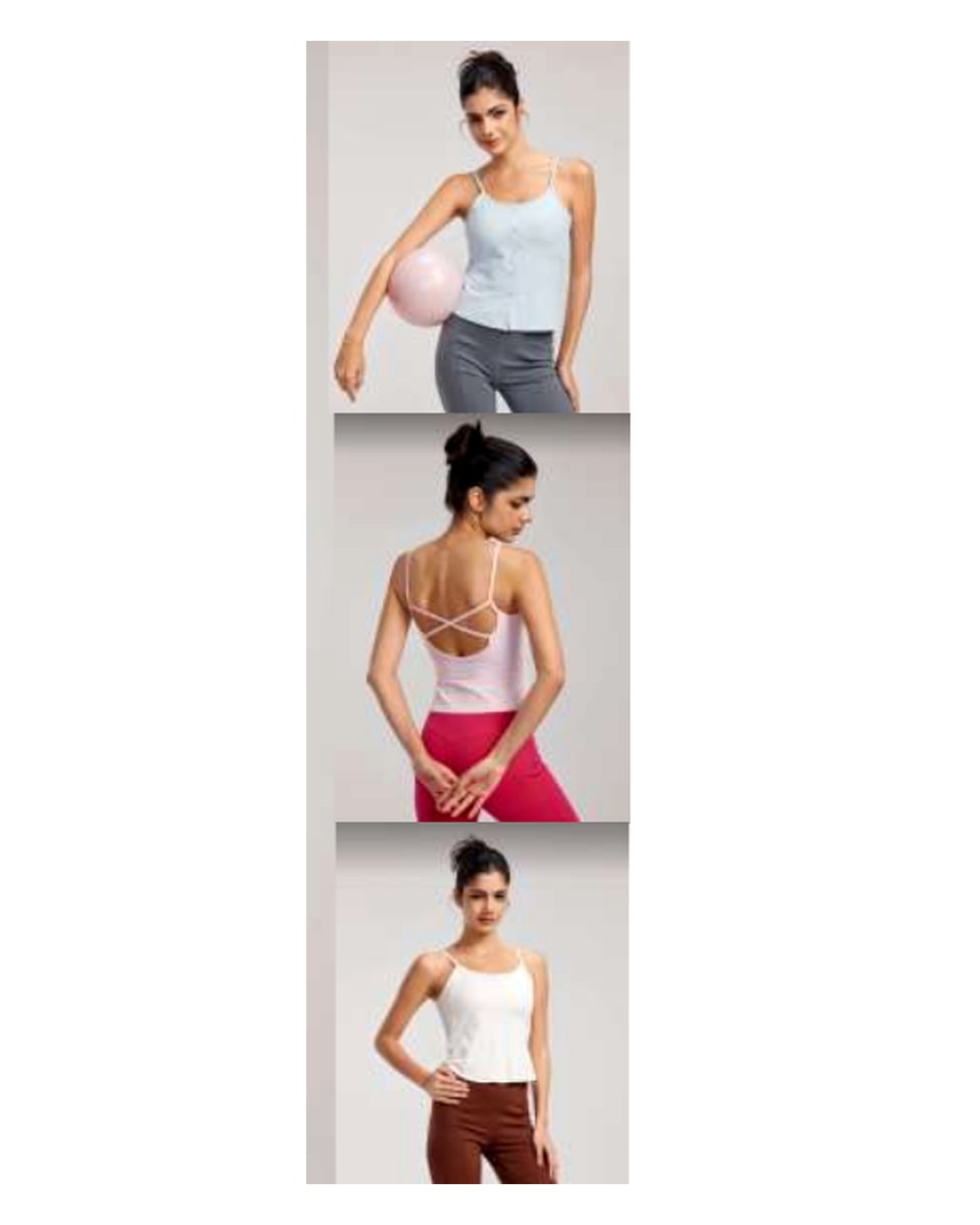 Custom Yoga Sports Bra DWB115005 wearing and construction view 1
