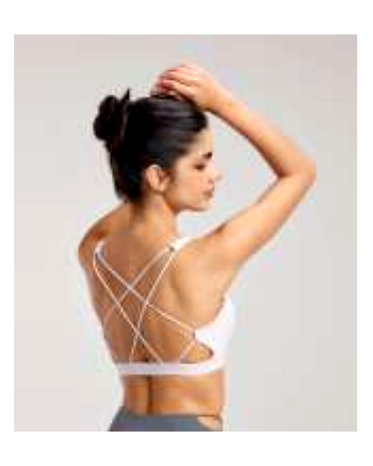 Custom Yoga Sports Bra DWB115007 wearing and construction view 1