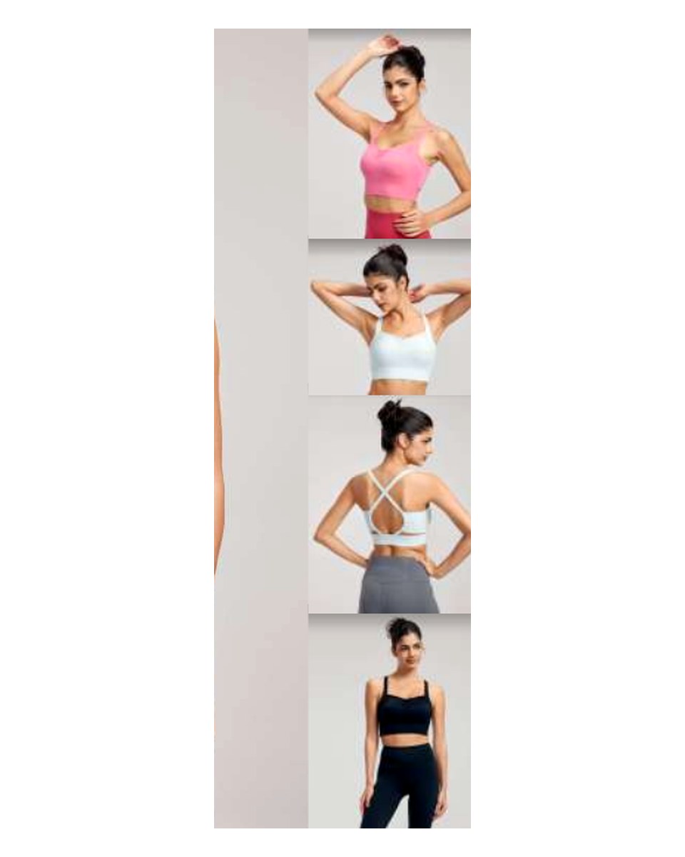 Custom Yoga Sports Bra DWB115019 wearing and construction view 1