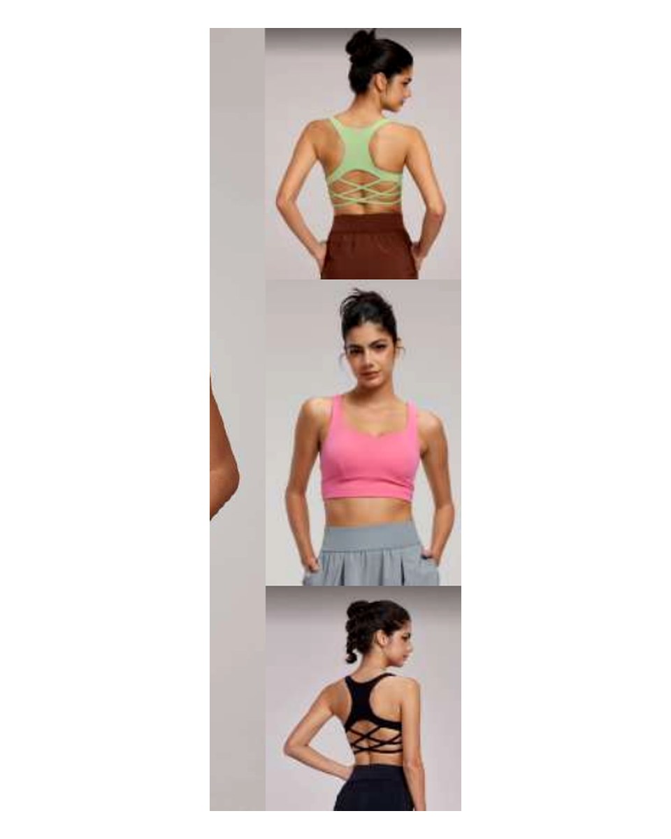 Custom Yoga Sports Bra DWB115040 wearing and construction view 1