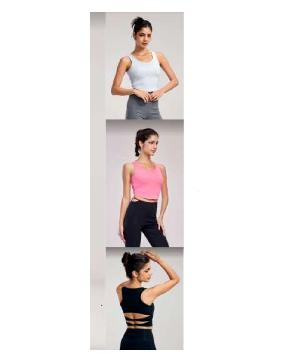Custom Yoga Sports Bra DWB115042 wearing and construction view 1