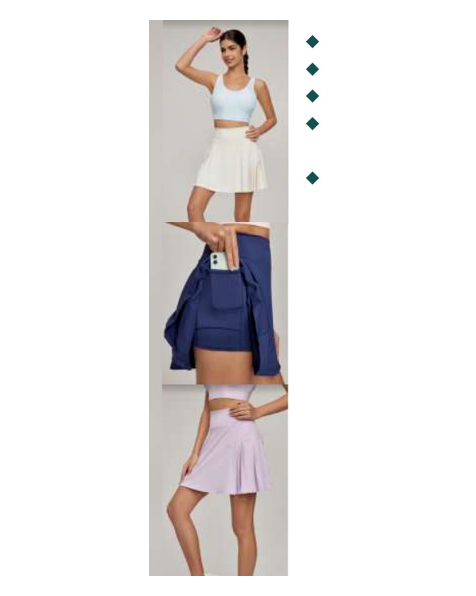 Custom Tennis Skirt DWD115110 wearing and construction view 1