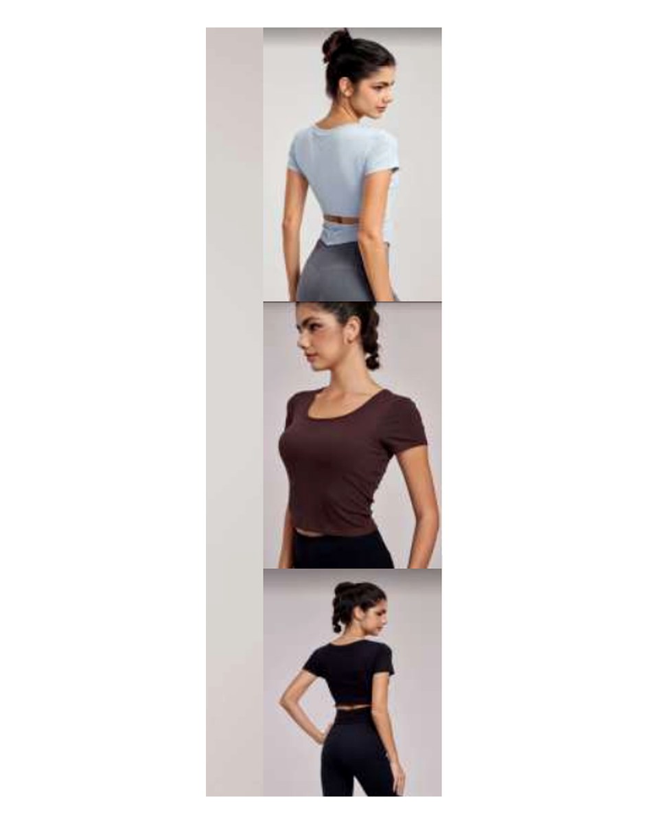 Custom Yoga Top DWY115009 wearing and construction view 1